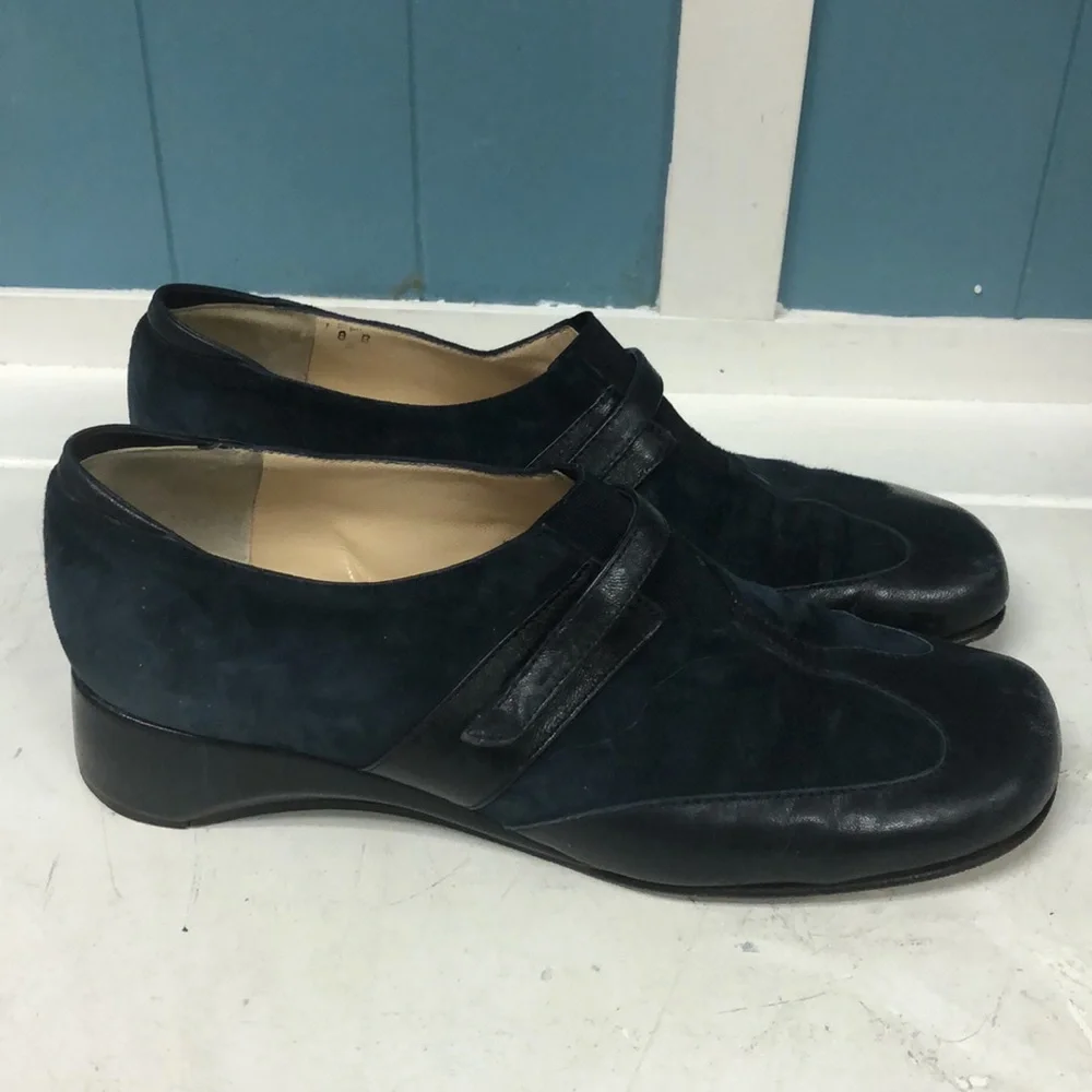 Rangoni vallenta navy blue leather‎ suede women’s size 8